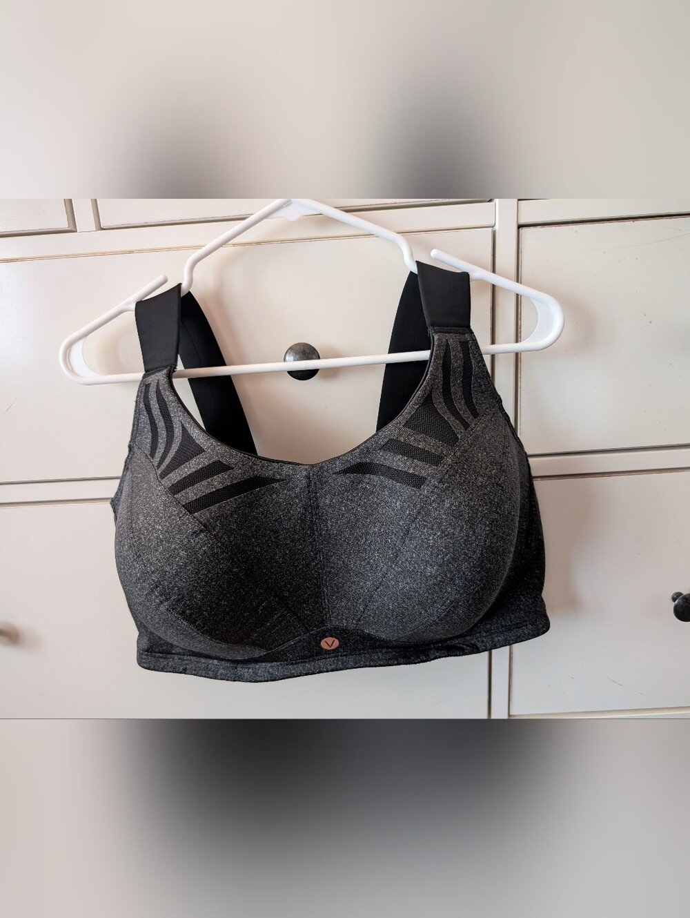 High Support Black Sports Bra with Wide Straps